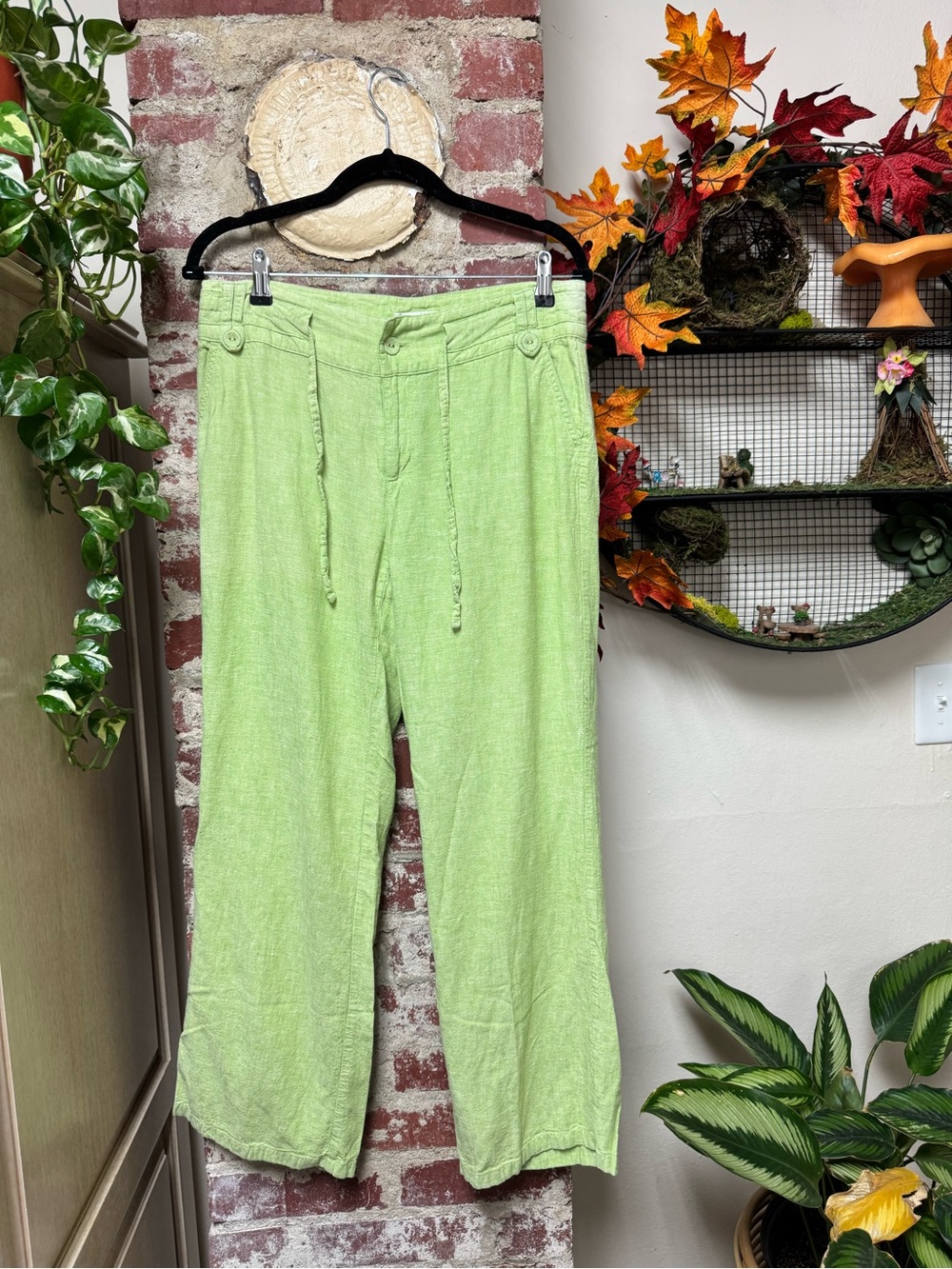 Linen Rayon Cottagecore Bohemian Straight Leg Drape Pants Size 6